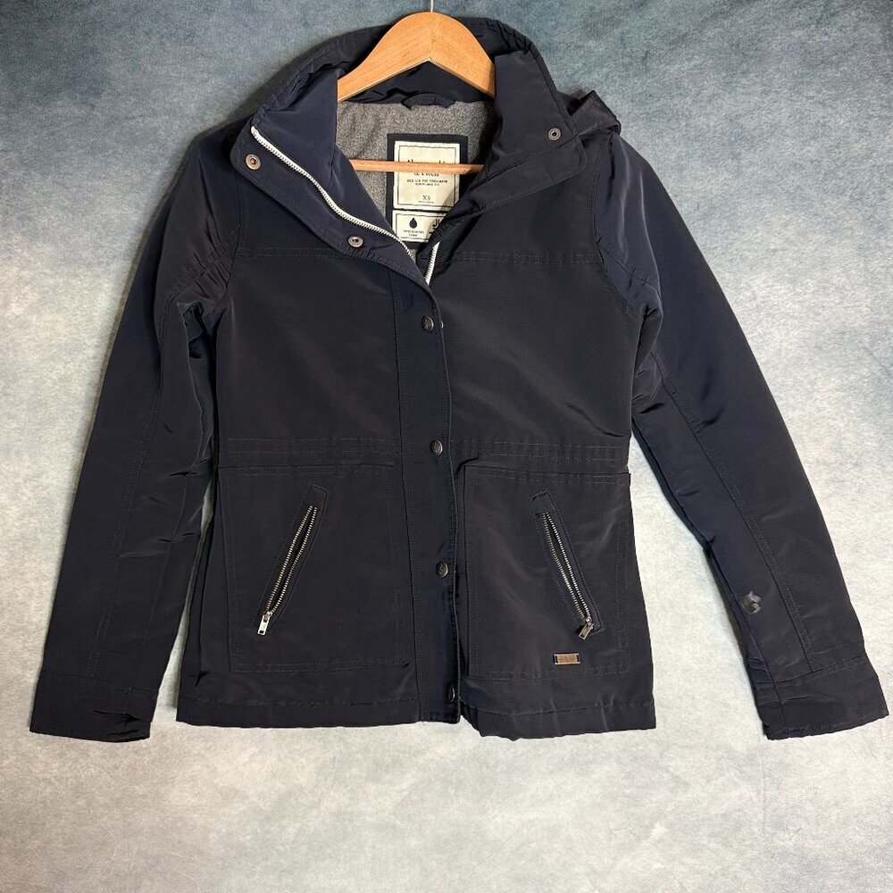 Abercrombie & Fitch Black Hooded Trench Coat